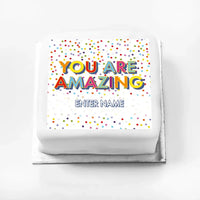Personalised Slogan Gift Cake – Bright Dots You are Amazing With Name Personalised Cake