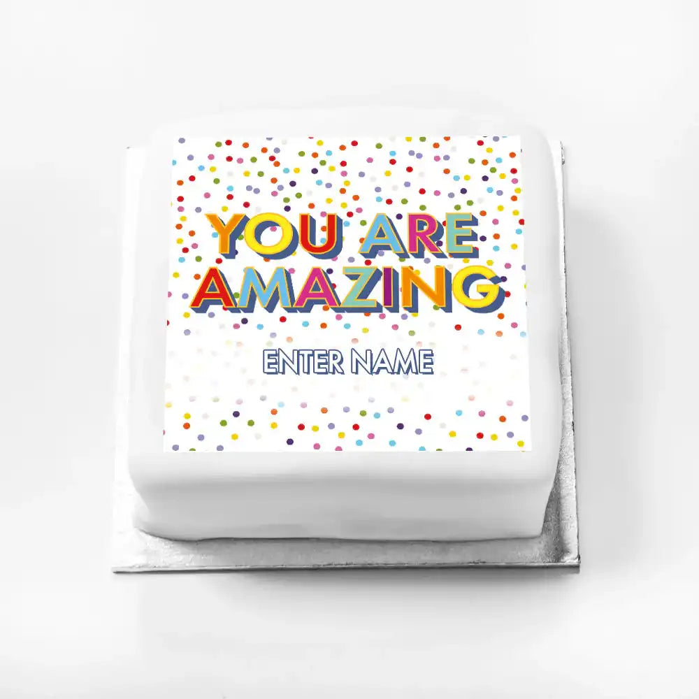 Personalised Slogan Gift Cake – Bright Dots You are Amazing With Name Personalised Cake