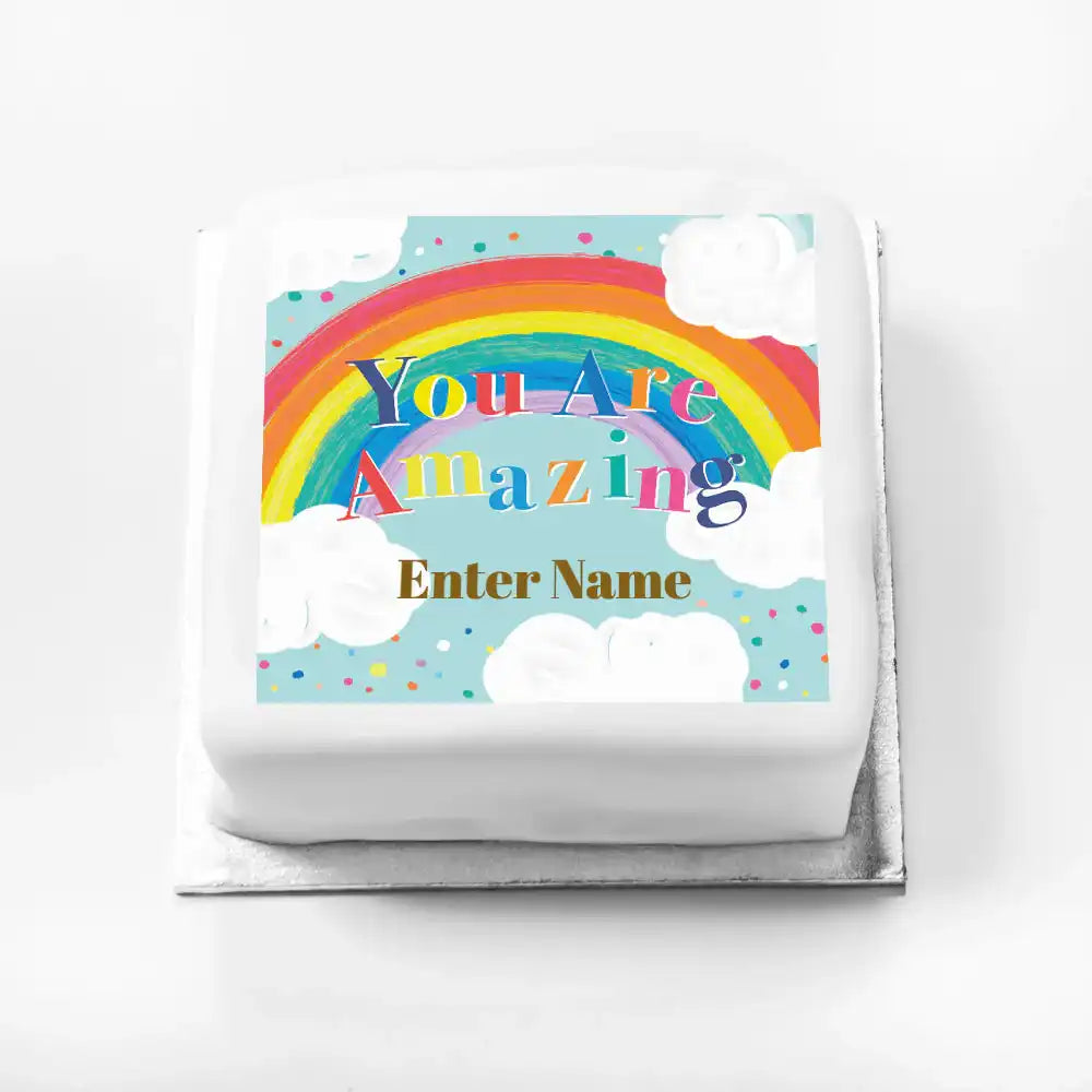 Personalised Slogan Gift Cake – Rainbow Blue Personalised Cake