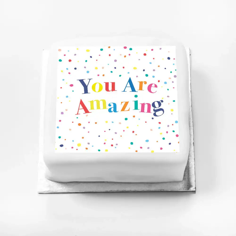 Personalised Slogan Gift Cake – Pastel Dots Your are Amazing Without Name Personalised Cake