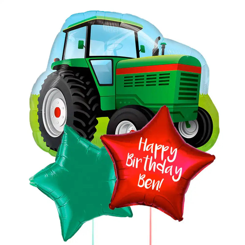 Personalised Inflated Balloon Bunch - Tractor Personalised Balloons