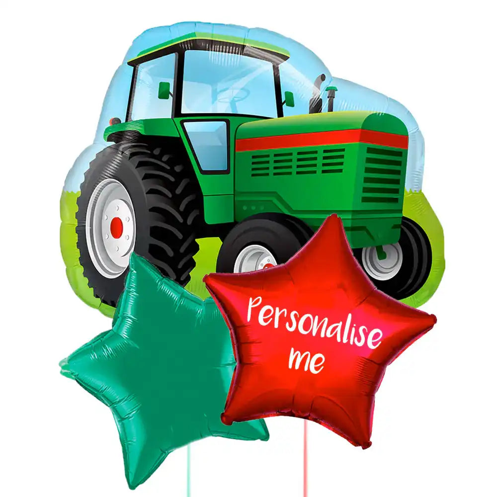 Personalised Inflated Balloon Bunch - Tractor Personalised Balloons