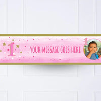 One Little Star Pink Personalised Party Banner Yes Personalised Banner