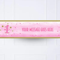 One Little Star Pink Personalised Party Banner No Personalised Banner