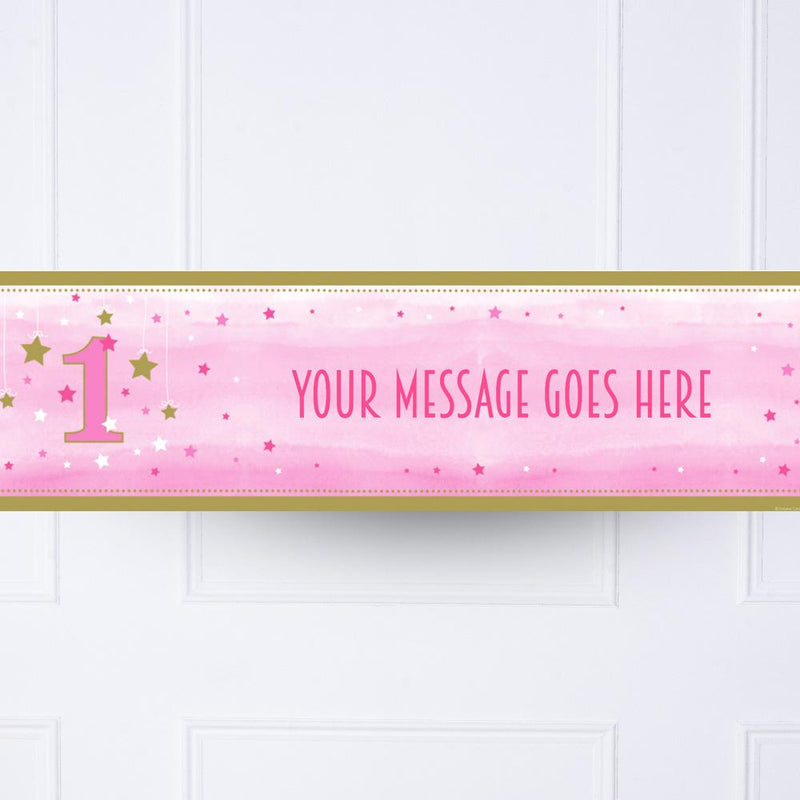 One Little Star Pink Personalised Party Banner