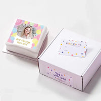 Personalised Photo Cake - Pastel Circles Photo & Message Small (up to 6 small portions) Personalised Cake
